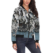 Load image into Gallery viewer, Moss Blue All Over Print Bomber Jacket for Women (Model H36)