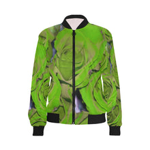 Load image into Gallery viewer, Rose Bouquet Flower Green All Over Print Bomber Jacket for Women (Model H36)