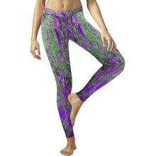 Load image into Gallery viewer, Marbled Abstract Purple Low Rise Leggings (Invisible Stitch) (Model L05)