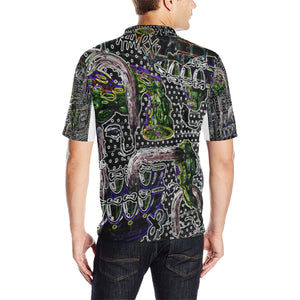 Complex Graffiti Glowing Men's All Over Print Polo Shirt (Model T55)