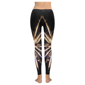 Fireworks Star Yellow Low Rise Leggings (Invisible Stitch) (Model L05)