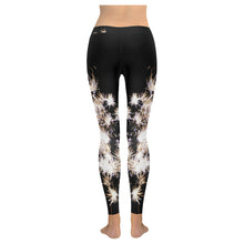 Load image into Gallery viewer, Fireworks Flowers White Low Rise Leggings (Invisible Stitch) (Model L05)