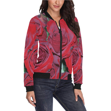 Rose Bouquet Flower All Over Print Bomber Jacket for Women (Model H36)