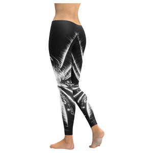 Fireworks Star Black and White Low Rise Leggings (Invisible Stitch) (Model L05)