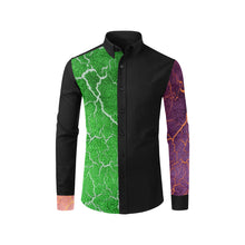 Load image into Gallery viewer, Crackling Green and Purple Men&#39;s All Over Print Casual Dress Shirt (Model T61)