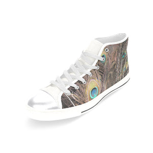 Peacock Feathers Women's Classic High Top Canvas Shoes (Model 017)