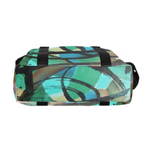 Load image into Gallery viewer, Abstract Circles Black and Teal Large Capacity Duffle Bag (Model 1715)