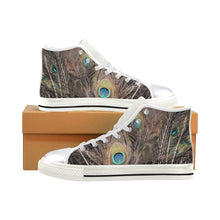 Load image into Gallery viewer, Peacock Feathers Women&#39;s Classic High Top Canvas Shoes (Model 017)