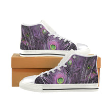 Load image into Gallery viewer, Peacock Feathers Purple Women&#39;s Classic High Top Canvas Shoes (Model 017)