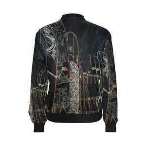 Surfboards Glowing All Over Print Bomber Jacket for Women (Model H36)