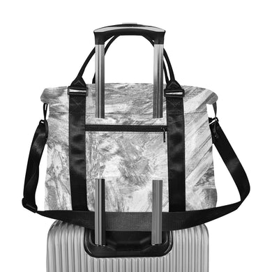 Abstract Brush Black and White Large Capacity Duffle Bag (Model 1715)