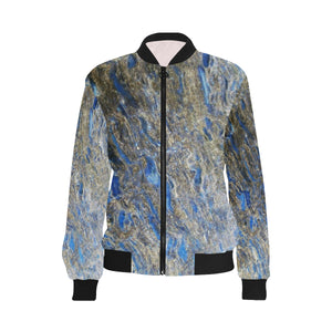 Marbled Abstract Negative All Over Print Bomber Jacket for Women (Model H36)