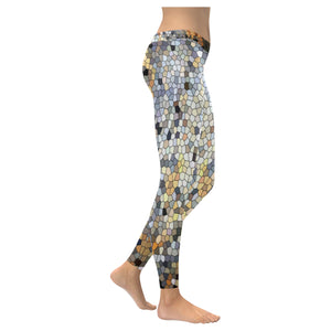 Marbled Abstract Mosaic Low Rise Leggings (Invisible Stitch) (Model L05)