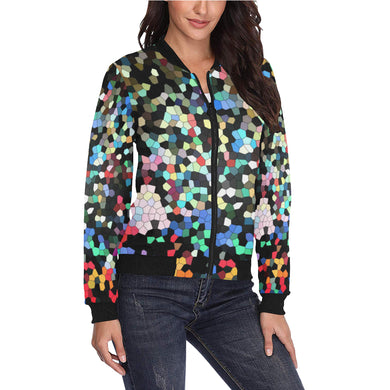 Holiday Paisley Mosaic All Over Print Bomber Jacket for Women (Model H36)