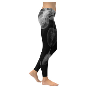 Jellyfish Black and White Low Rise Leggings (Invisible Stitch) (Model L05)