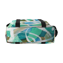 Load image into Gallery viewer, Abstract Circles Aqua Large Capacity Duffle Bag (Model 1715)