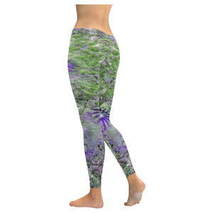 Jellyfish Blooms Purple Low Rise Leggings (Invisible Stitch) (Model L05)