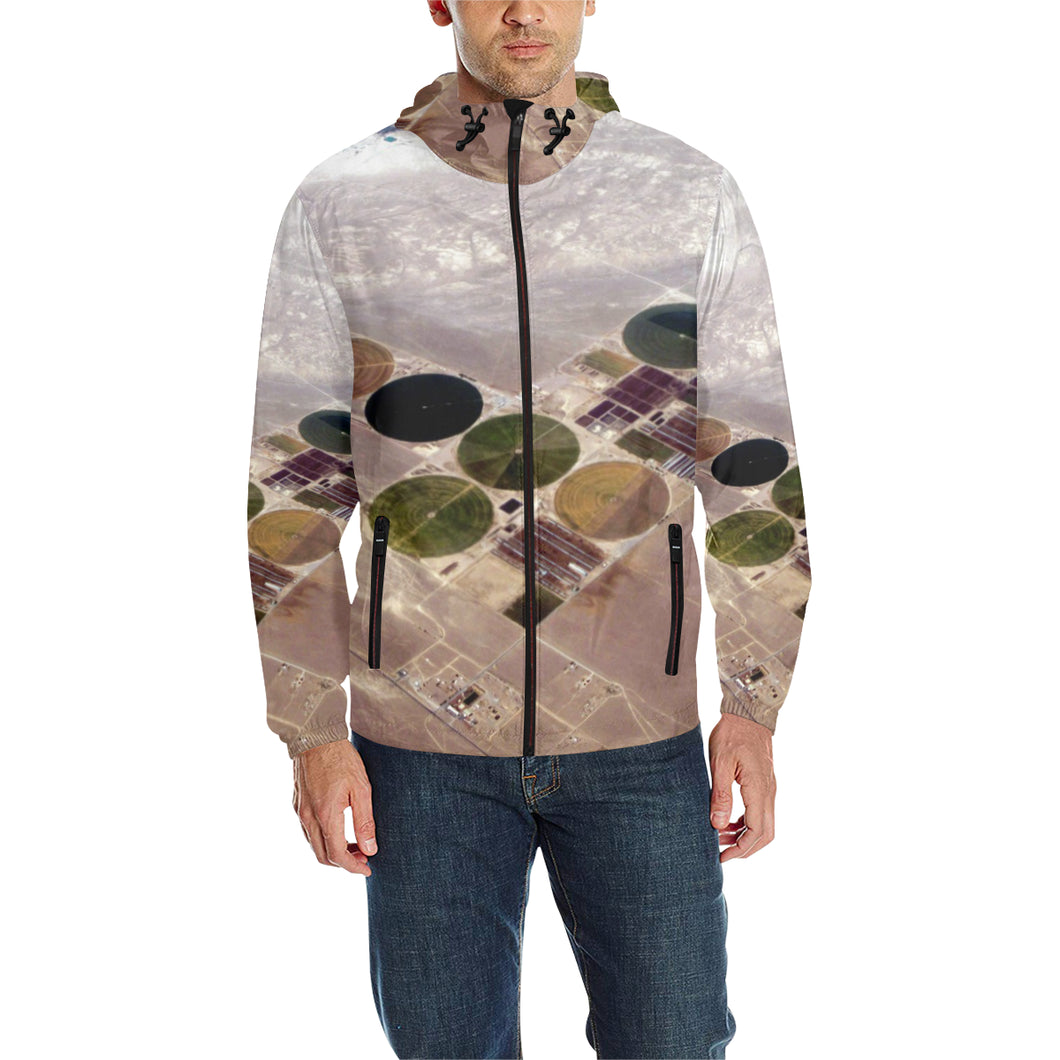 Aerial Circles All Over Print Quilted Windbreaker for Men (Model H35)