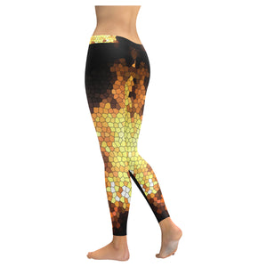 Feathery Flames Mosaic Low Rise Leggings (Invisible Stitch) (Model L05)