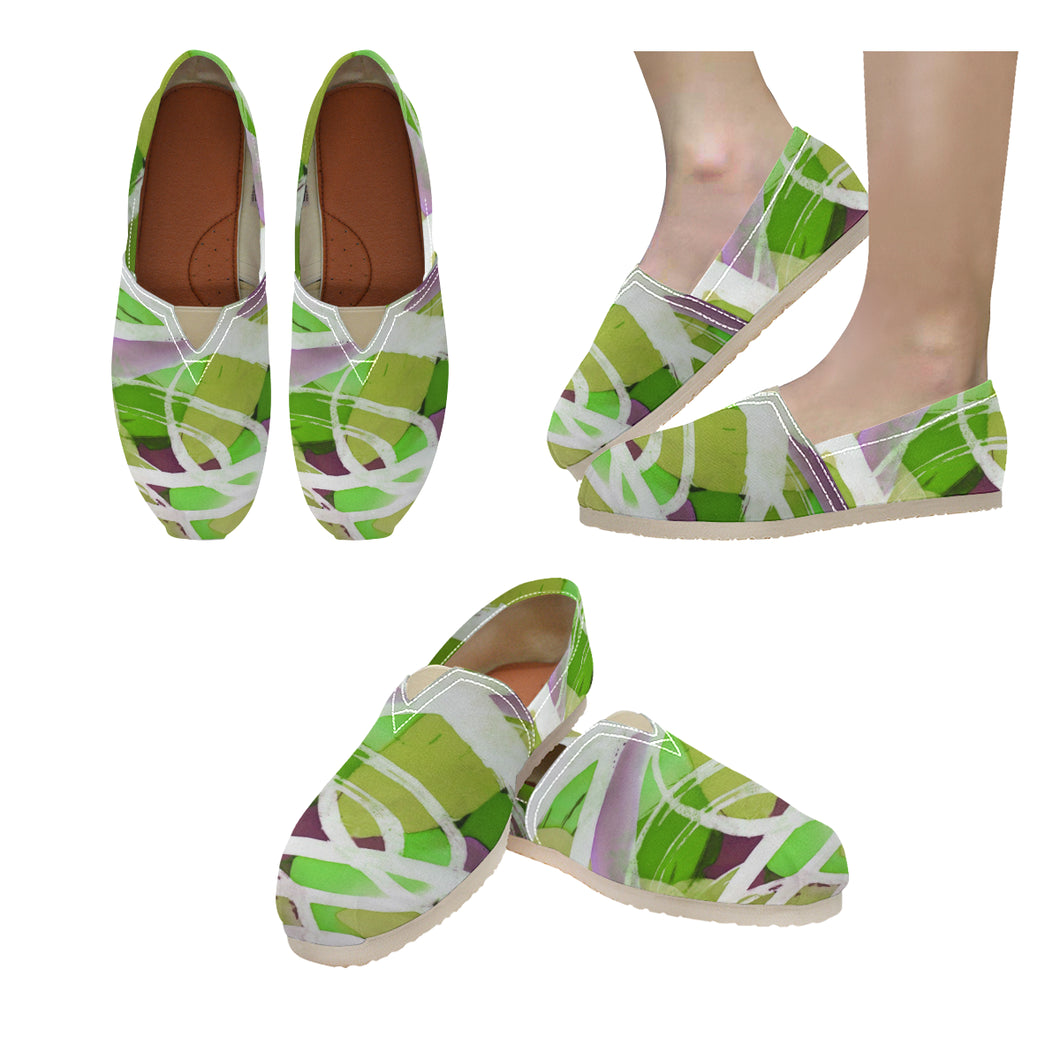 Abstract Circles Green Unisex Classic Canvas Slip-On (Model 1206)