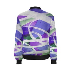 Abstract Circles Purple All Over Print Bomber Jacket for Women (Model H36)