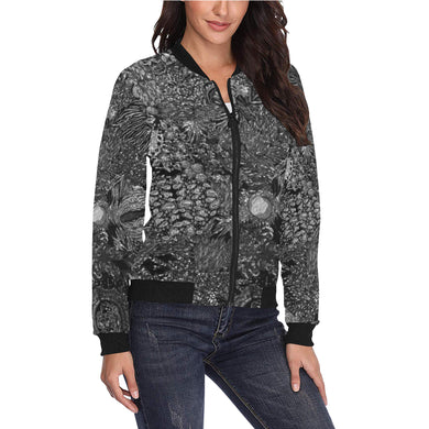 Paisley Matters Black and White All Over Print Bomber Jacket for Women (Model H36)