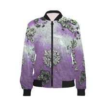 Load image into Gallery viewer, Patches of Moss Purple All Over Print Bomber Jacket for Women (Model H36)