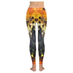 Busy Bee Sunflower Mosaic Low Rise Leggings (Invisible Stitch) (Model L05)