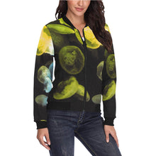 Load image into Gallery viewer, Jellyfish Yellow and Blue All Over Print Bomber Jacket for Women (Model H36)