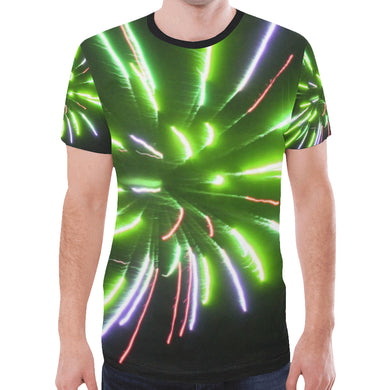 Fireworks Burst Green New All Over Print T-shirt for Men (Model T45)