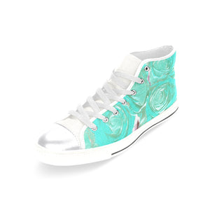 Rose Bouquet Flower Aqua Women's Classic High Top Canvas Shoes (Model 017)