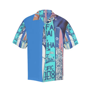 Surfboards Blue Panel Hawaiian Shirt (Model T58)