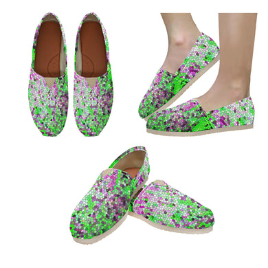 Marbled Abstract Green and Purple Mosaic Unisex Classic Canvas Slip-On (Model 1206)