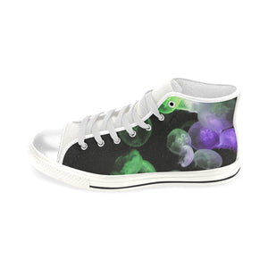 Jellyfish Green and Purple Men’s Classic High Top Canvas Shoes (Model 017)