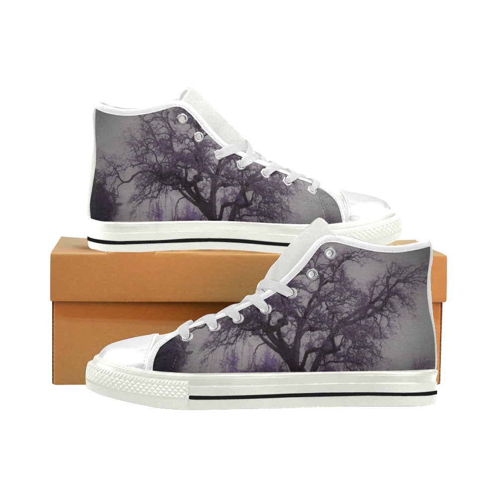 Spooky Tree Purple Men’s Classic High Top Canvas Shoes (Model 017)