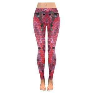 Rose Bouquet Flower Mosaic Low Rise Leggings (Invisible Stitch) (Model L05)