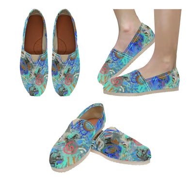 Graffiti Abstract Aqua Unisex Classic Canvas Slip-On (Model 1206)