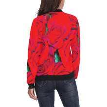 Load image into Gallery viewer, Rose Bouquet Flower Red All Over Print Bomber Jacket for Women (Model H36)