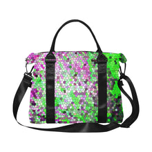 Load image into Gallery viewer, Marbled Abstract Green and Purple Mosaic Large Capacity Duffle Bag (Model 1715)