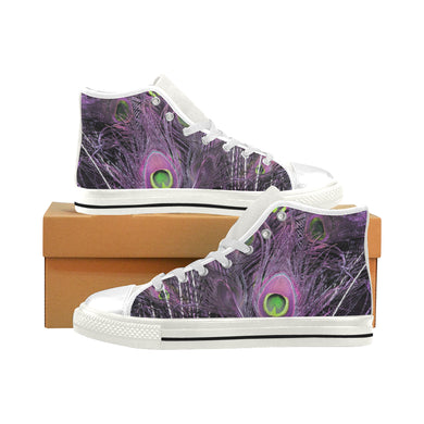 Peacock Feathers Purple Men’s Classic High Top Canvas Shoes (Model 017)