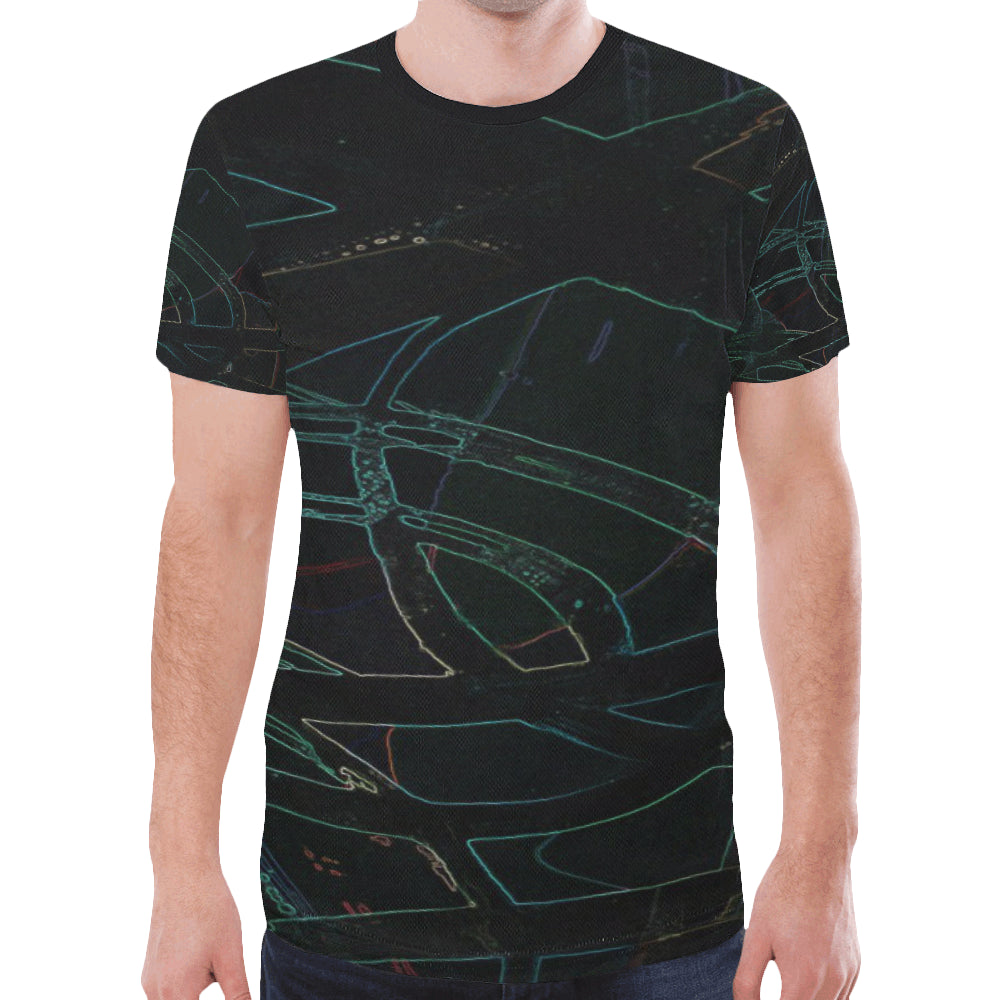 Abstract Circles Glowing New All Over Print T-shirt for Men (Model T45)