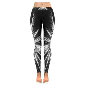 Fireworks Star Black and White Low Rise Leggings (Invisible Stitch) (Model L05)