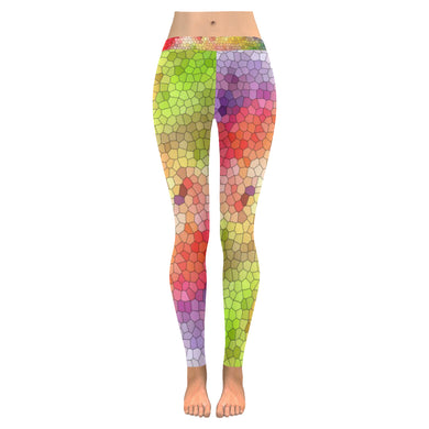 Splash of Color Mosaic Low Rise Leggings (Invisible Stitch) (Model L05)