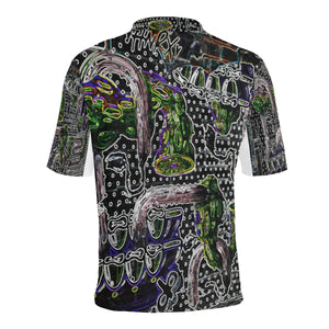 Complex Graffiti Glowing Men's All Over Print Polo Shirt (Model T55)