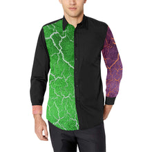 Load image into Gallery viewer, Crackling Green and Purple Men&#39;s All Over Print Casual Dress Shirt (Model T61)