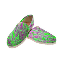 Load image into Gallery viewer, Marbled Abstract Green and Purple Unisex Classic Canvas Slip-On (Model 1206)