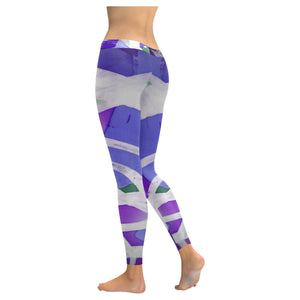 Abstract Circles Purple Low Rise Leggings (Invisible Stitch) (Model L05)