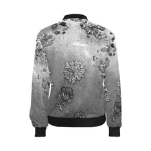 Load image into Gallery viewer, Patches of Moss Black and White All Over Print Bomber Jacket for Women (Model H36)