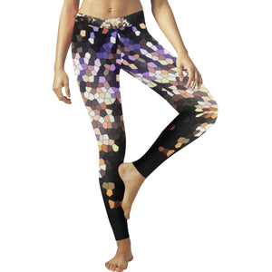 Fireworks Star Mosaic Low Rise Leggings (Invisible Stitch) (Model L05)