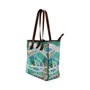 Abstract Circles Aqua Classic Tote Bag (Model 1644)